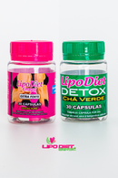 Detox Chá Verde & Lipo Diet Caps Rosa C/ Branco